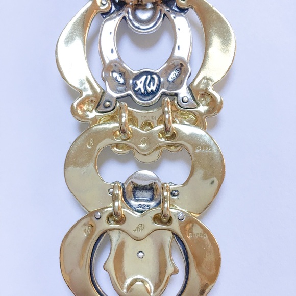 NEW AMERICAN WEST Mother-of-Pearl Necklace Statement Sterling Brass NEW AW BOX - Picture 5 of 12